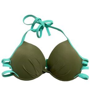 Victoria Secret Teal and Olive green bikini top 36C
